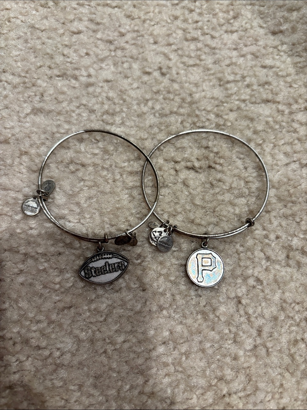Alex and Ani Silver-tone Pittsburgh Football Charm Bracelets